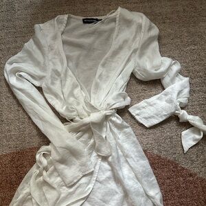 PrettyLittleThing Cream Wrap Top